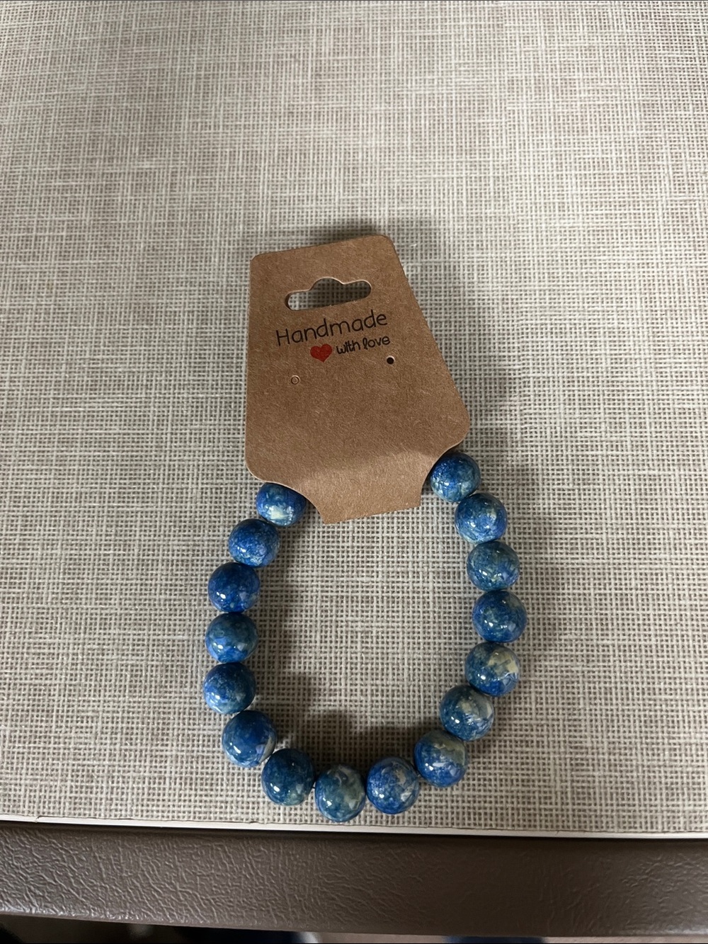Handmade Blue Beaded Stretch Bracelet